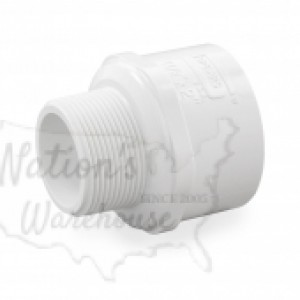 2" Barbed Insert x 1-1/2" Male NPT Threaded PVC Reducing Adapter, Sch 40, Gray