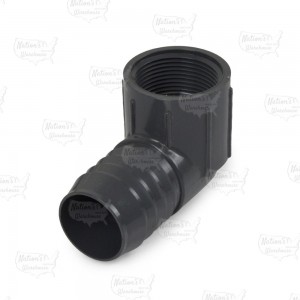 1-1/2" Barbed Insert x 1-1/4" Female NPT 90° PVC Reducing Elbow, Sch 40, Gray