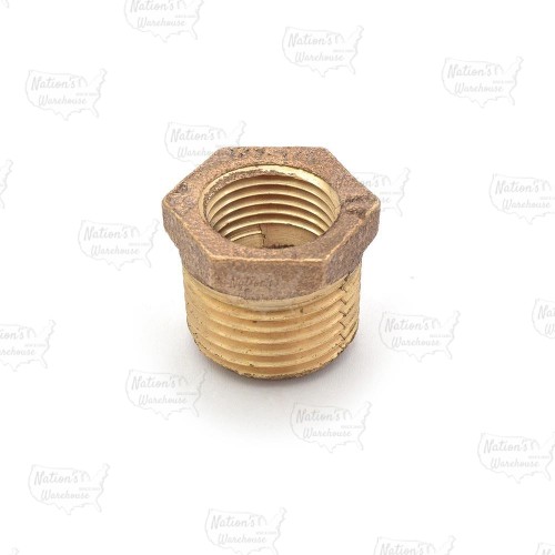 1/2" MPT x 3/8" FPT Brass Bushing, Lead-Free