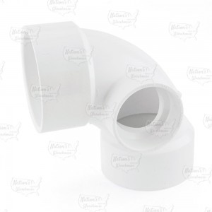 3" PVC DWV 90° Elbow w/ 2" Side Inlet