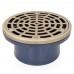 Low-Profile (Short) PVC Floor Drain w/ Round Nickel Bronze Strainer, 3" Hub × 4" Inside Fit