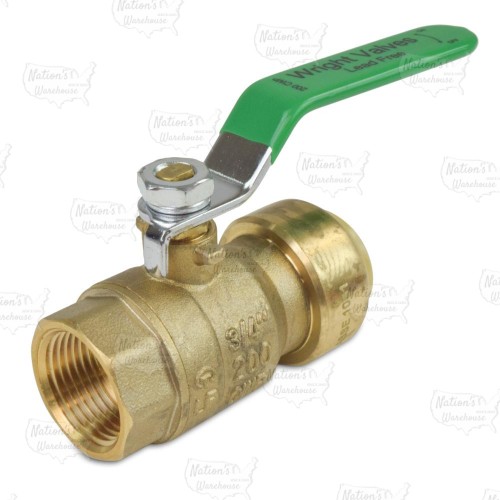 3/4" Push To Connect x 3/4" FPT Brass Ball Valve, Lead-Free