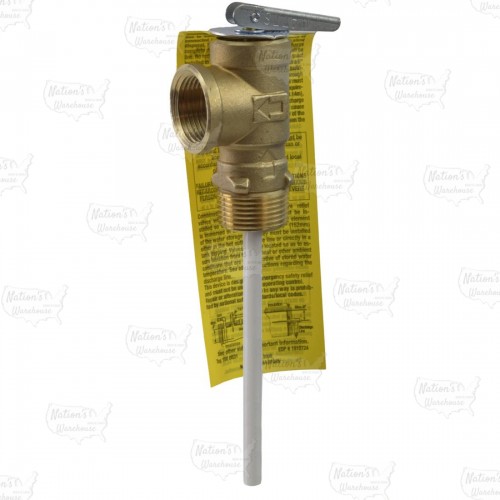 LF100XL-4, 3/4" Temperature & Pressure T&P Relief Valve w/ 4" Probe, 150psi/210°F