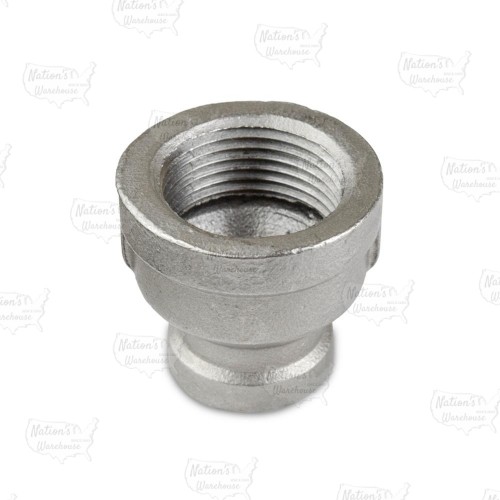 1" x 1/2" 304 Stainless Steel Reducing Coupling, FNPT threaded