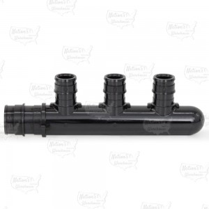 3-Branch PEX-A Expansion (F1960) Poly-Alloy Manifold, 1/2" Ports x 3/4" Inlet, Closed-Style, Lead-Free