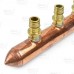 6-branch 1/2" PEX-A (F1960) Copper Manifold, 3/4" Male Sweat x Closed, LF