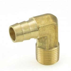 1/2” Hose Barb x 3/8” Male Threaded Elbow, Brass