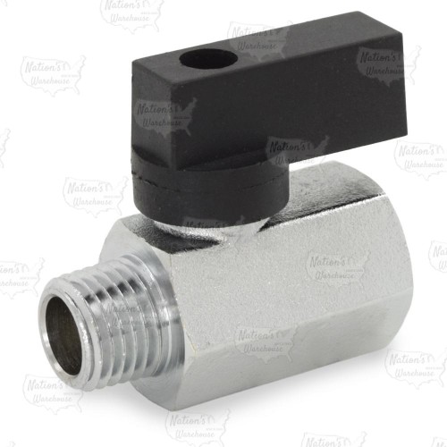 1/4" Male x 1/4" Female NPT Threaded Mini Brass Ball Valve, Full Port