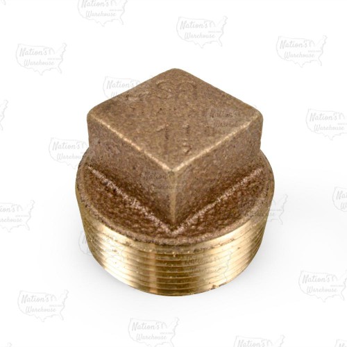 1-1/2" MPT Square-Head Brass Plug, Lead-Free