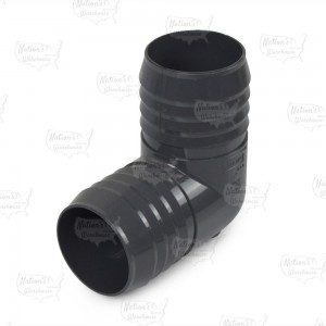 2" Barbed Insert 90° PVC Elbow, Sch 40, Gray