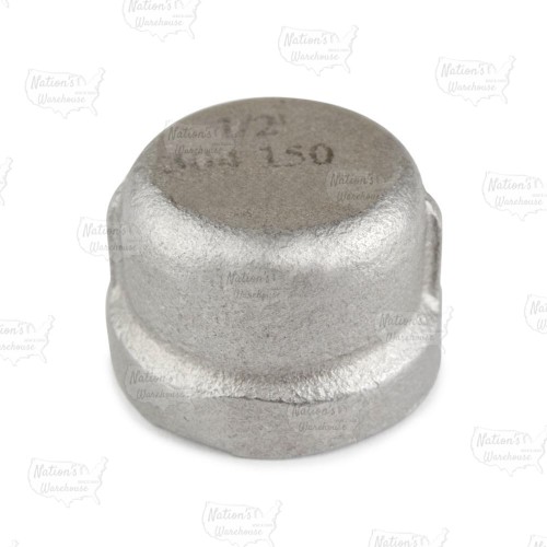 1/2" 304 Stainless Steel Cap, FNPT threaded