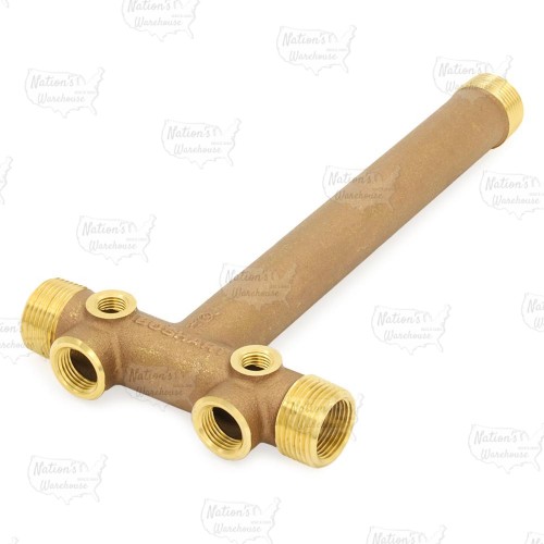 1" MPT x 10" Solid Brass Well Tank Tee (Lead-Free)