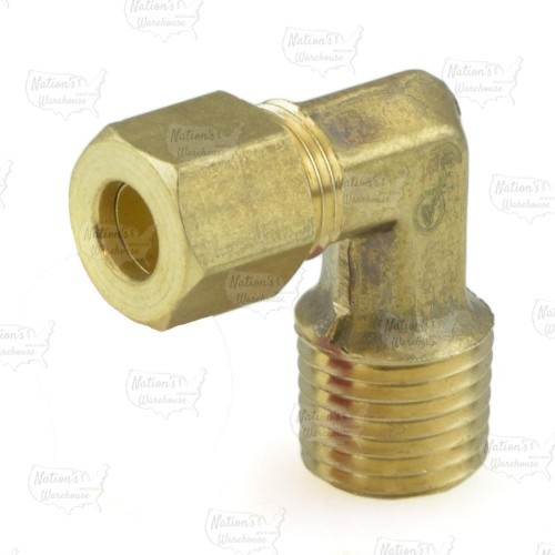 1/4" OD x 1/4" MIP Threaded Compression Elbow, Lead-Free