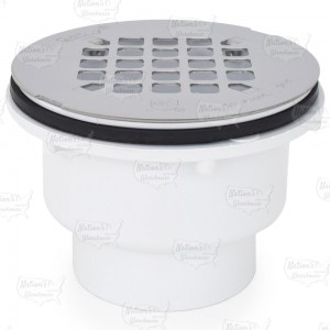 2" Hub, Solvent Weld PVC Shower Base/Module Drain w/ Snap-in Strainer, Receptor Base