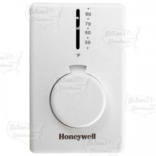 Honeywell T4398A1021 T4398 Series Non Programmable Heat Only Thermostat, Settable 50 F to 80 F