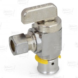 1/2" PEX Press x 3/8" OD Angle Stop Valve, Lead-Free