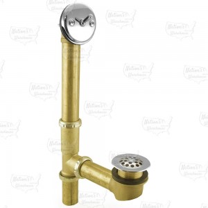 Trip Lever Bathtub Drain Waste (Full Kit) w/ Grid Drain, 20GA Tubular Brass, 2-hole