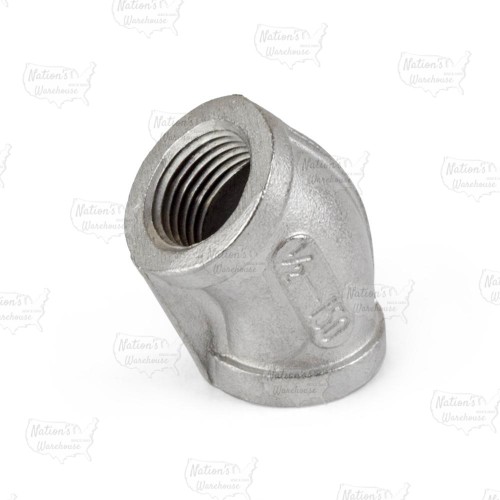 1/2" 304 Stainless Steel 45° Elbow, FNPT threaded