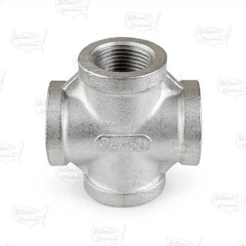 3/4" 304 Stainless Steel Cross, FNPT threaded