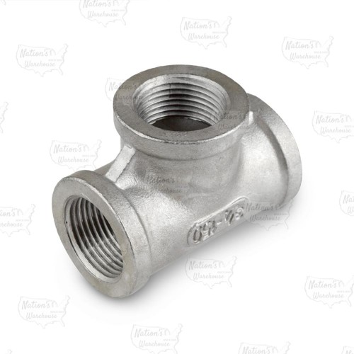 3/4" 304 Stainless Steel Tee, FNPT threaded