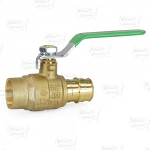 3/4" PEX Expansion x 3/4" Sweat Brass Ball Valve, Lead-Free