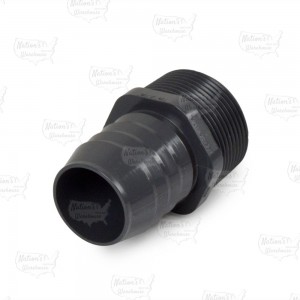 1-1/4" Barbed Insert x 1-1/4" Male NPT Threaded PVC Adapter, Sch 40, Gray