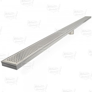 60" long, StreamLine Stainless Steel Linear Shower Pan Drain w/ Square Holes Strainer, 2" PVC Hub