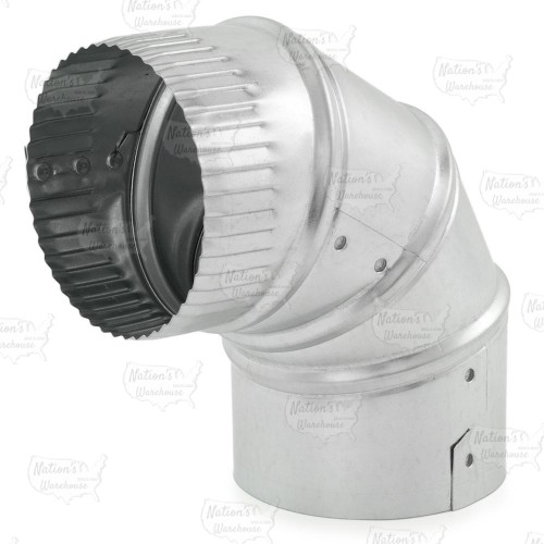 4" Galvanized 90° Adjustable Flue Elbow, 26 GA..