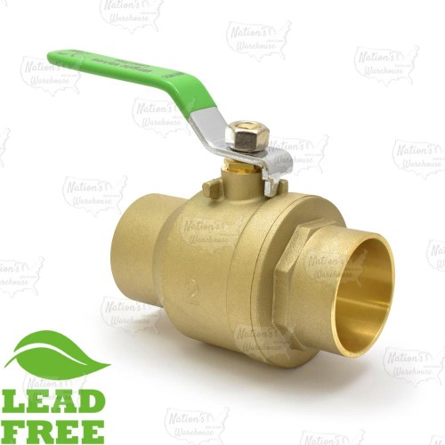 2" Sweat (Solder) Brass Ball Valve, Full Port (Lead-Free)