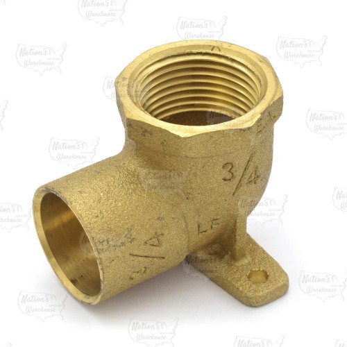 3/4” FPT x 3/4” Sweat Cast Brass Drop Ear Elbow, Lead-Free