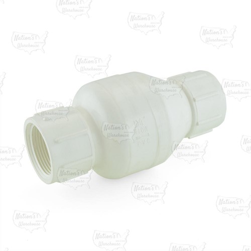 1-1/4” PVC Spring Check Valve, FPT Threaded, Sch. 40/80