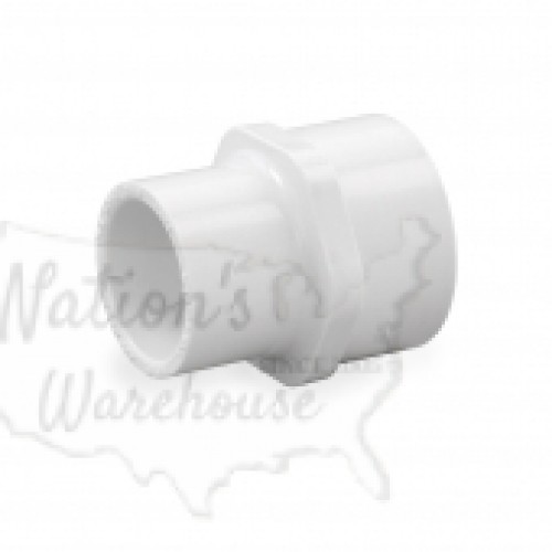 1" Barbed Insert x 3/4" Female NPT Threaded PVC Reducing Adapter, Sch 40, Gray