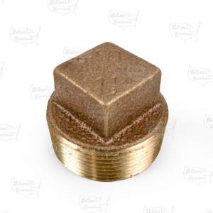 1-1/2" MPT Square-Head Brass Plug, Lead-Free