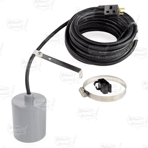 Wide Angle Float w/ Piggyback Plug for Liberty LE series Sewage Pumps, 230V, 13A max (up to 1 HP), 25ft cord