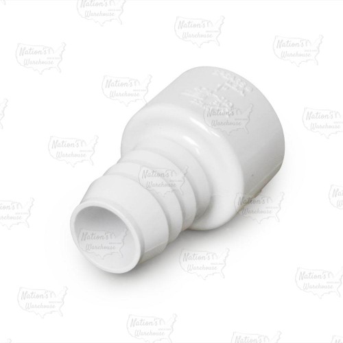 1" Barbed Insert x 1" Socket PVC Adapter, Sch 40, White