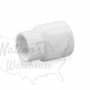 3/4" Barbed Insert x 1" Female NPT Threaded PVC Reducing Adapter, Sch 40, White