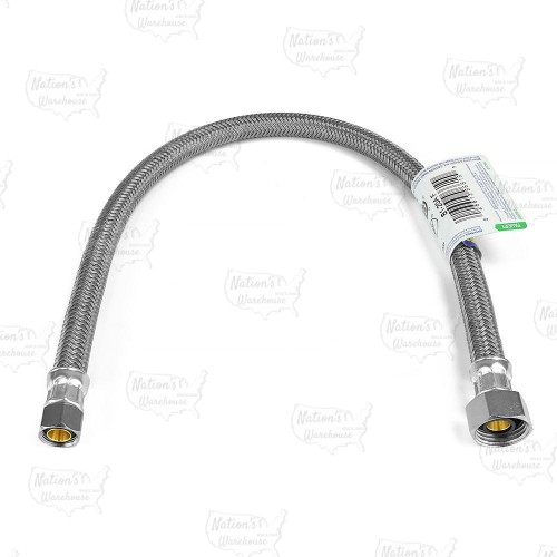 20" Poly Braided Faucet Connector (1/2" FIP x 3/8" Compr.)
