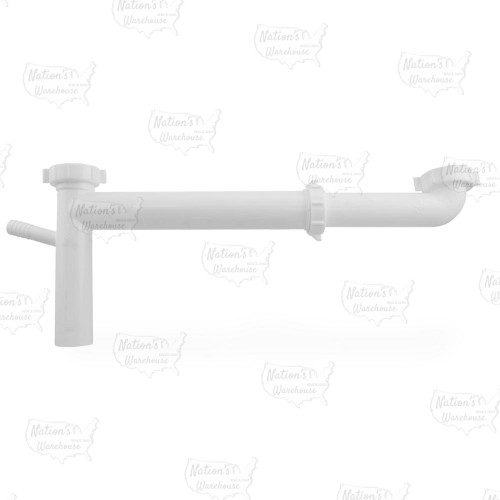 1-1/2" End Outlet Waste Kit w/ Dishwasher Tailpiece, Adjustable (12"-16"), White Plastic