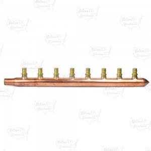 8-branch 1/2" PEX-A (F1960) Copper Manifold, 3/4" Male Sweat x Closed, LF