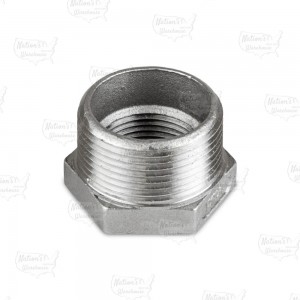 1-1/4" x 1" 304 Stainless Steel Hex Bushing, MNPT x FNPT threaded