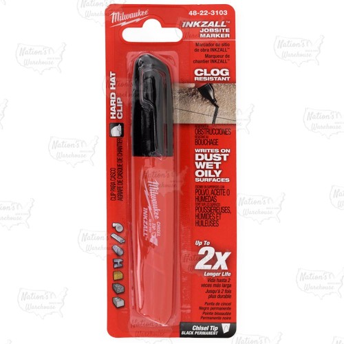 Medium Chisel Tip Inkzall Jobsite Permanent Marker, Black