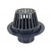 PVC Roof Drain w/ Enameled Cast Iron Dome Strainer, 4" PVC Hub