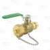 1/2" Press x 3/4" Male Garden Hose Brass Ball Valve w/ Cap & Chain, Lead-Free