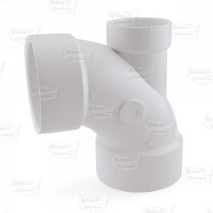 3" PVC DWV 90° Elbow w/ 2" Low Heel Inlet