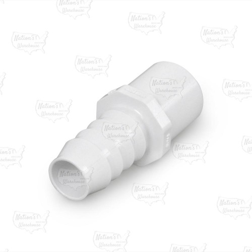 3/4" Barbed Insert x 3/4" Spigot PVC Adapter, Sch 40, White