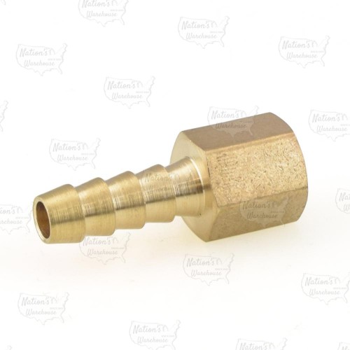 1/4” Hose Barb x 1/8” Female Threaded Adapter, Brass