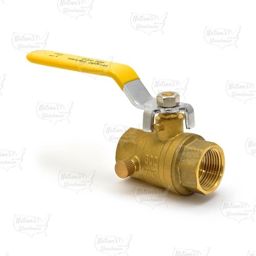 3/4” FIP x FIP Threaded Brass Ball Valve w/ Waste, Full Port