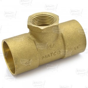 Matco Norca CRTF0604LF 1-1/4" C x 1-1/4" C x 3/4" Female Thread Cast Brass Adapter Tee, Lead Free