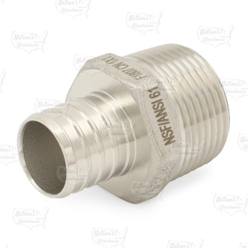 1" PEX x 1" Male Threaded Adapter, 304 St. Steel (Lead-Free)