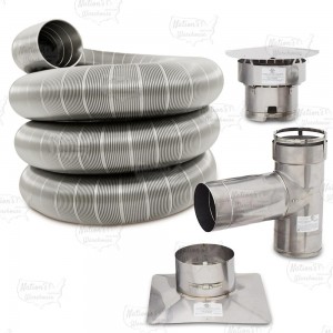 8" x 25ft Smoothcore (Smooth Wall) 316Ti Stainless Steel All-Fuel Chimney Liner Tee Kit